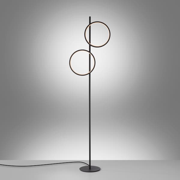 Moderne sort gulvlampe med to lodrette LED-ringe 24W MINI RITUS Just Light