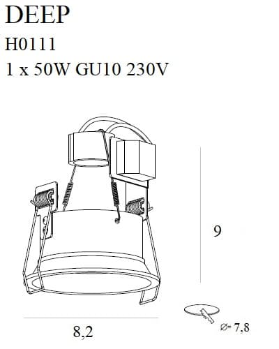 Indbygningsspot sort rund 1xGU10 50W DEEP Maxlight