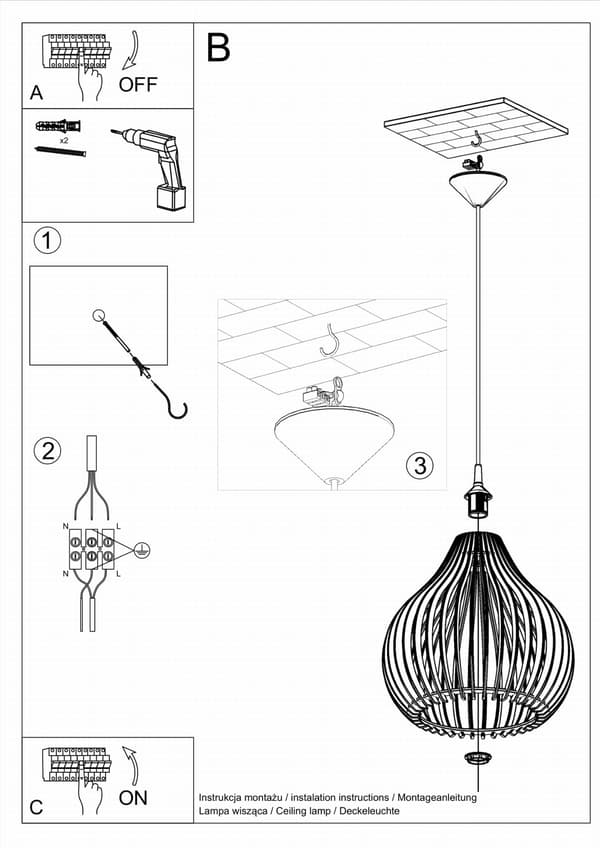 APRILLA Sollux Lighting SL.0639 Pendellampe
