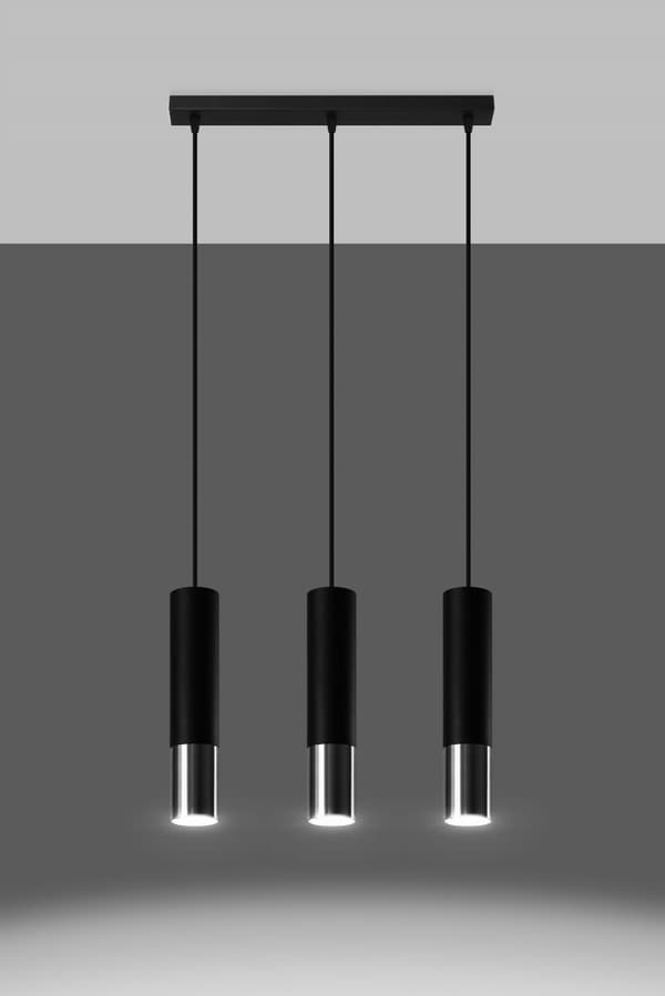 LOOPEZ 3L lysekrone sort/krom fra Sollux Lighting model SL.0942