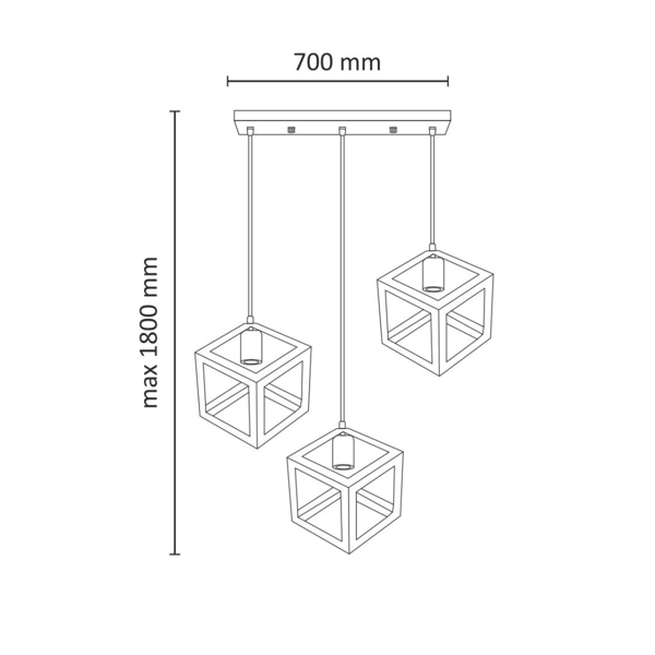 Pendellampe sort E27x3 SWEDEN-3 310361 Polux