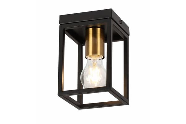 Industriel loftlampe sort med guldelement Cage 1xE27 40W REA638701-02 Reality