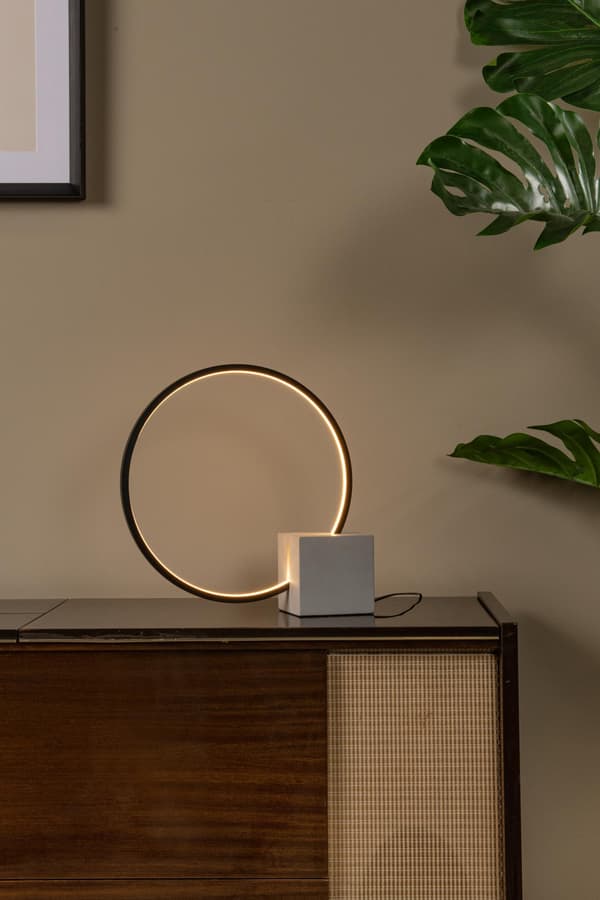 Moderne sort ring bordlampe i terning LED 6W CIRKELIS Lucide