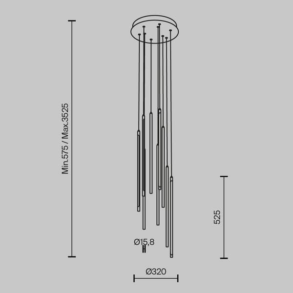Moderne sort pendellampe Sticki Light stick LED 46W Maytoni