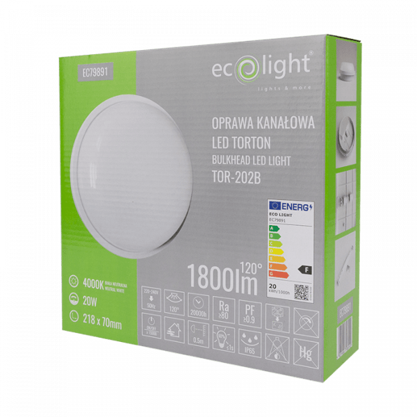LED-plafond rund IP65 mångsidig LED 20W Torton EC79891 Ecolight