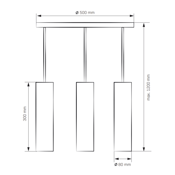 Pendellampe sorte rør 3xGU10 LATI 307583 Polux