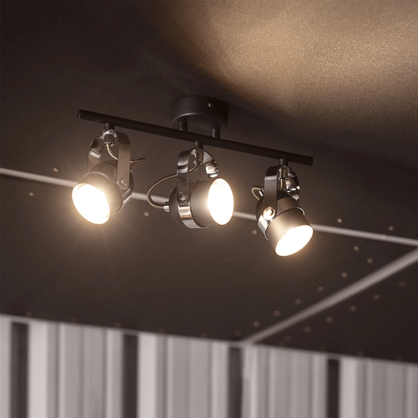 Retro Loft Sort Loftlampe 50cm 3xGU10 Abruzzo Hilton