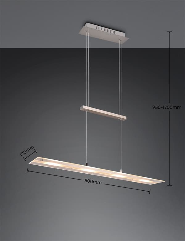 MILOS LED 5W RL aflang glas pendellampe sølv