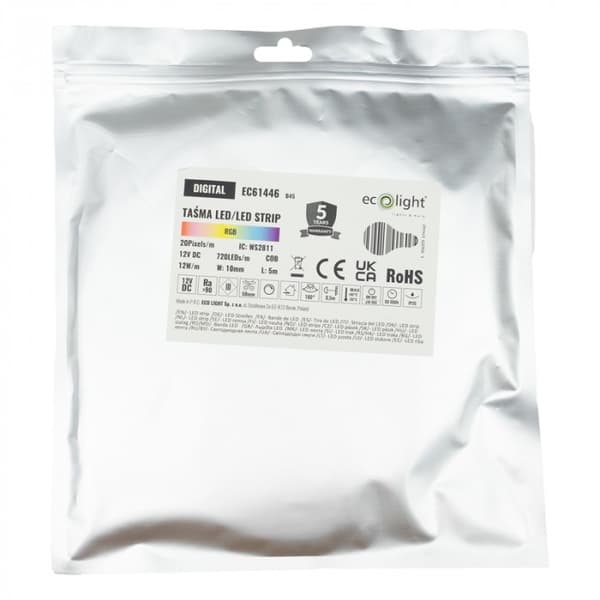 LED-strimmel 12V COB DIGITAL RGB 720 5m digital farverig Ecolight
