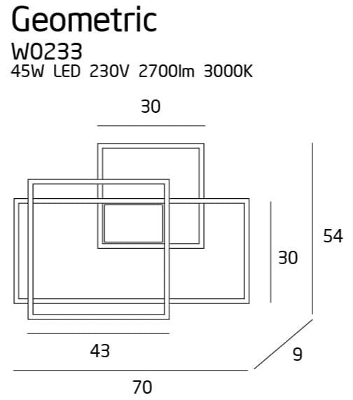 Væglampe moderne geometrisk sort GEOMETRIC LED 45W W0233D Maxlight