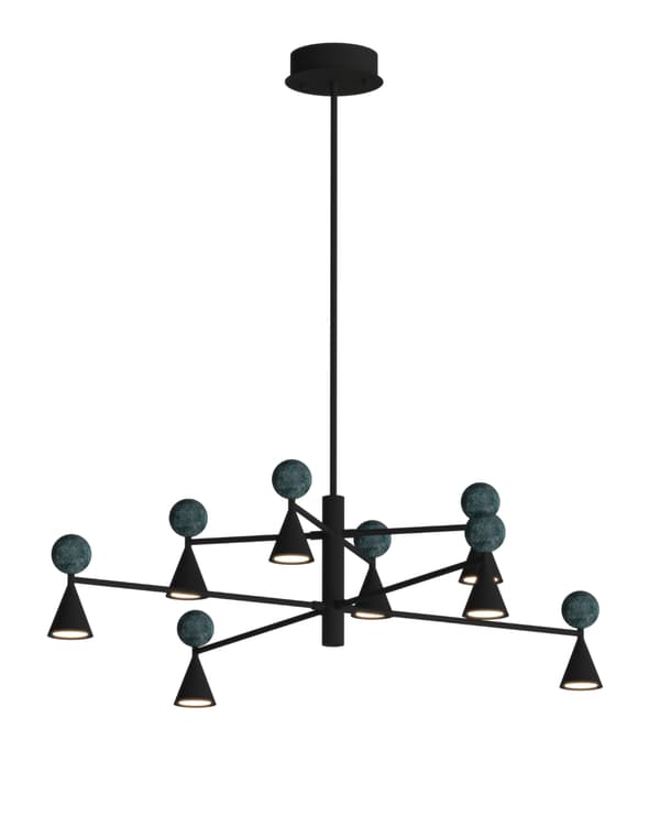 Moderne sort pendellampe dekorative malakitkugler LED 57W BINGO Maxlight