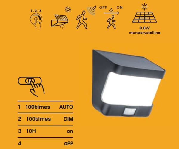 Facade væglampe udendørs TRY - SOLAR BEVÆGELSESSENSOR sort Lutec 6939101330