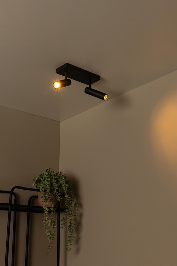Loftlampe moderne sort rektangulær dobbelt roterende rør 2xMR11 40W GRADO Lucide