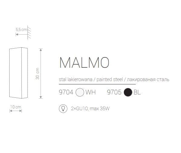 Væglampe LED Nowodvorski MALMO sort, stål 9705