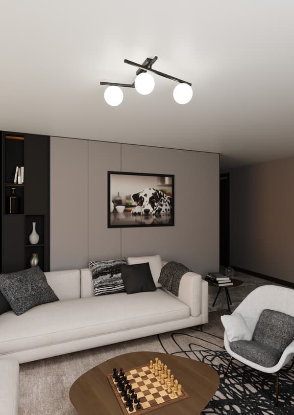 Emibig loftlampe 3xE14 40W SMART 3 SORT/OPAL 1103/3