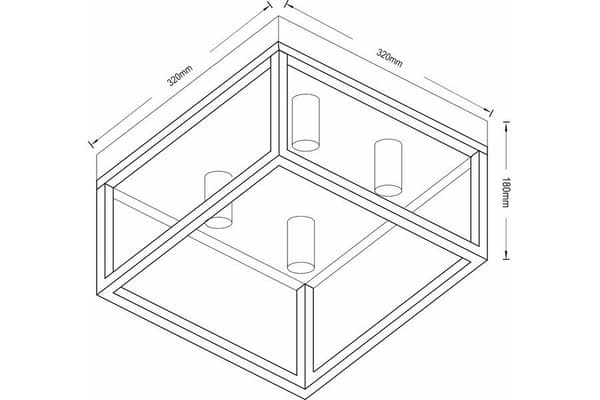 Industriel loftlampe sort med guldelementer 4 punkter Cage 4xE27 40W REA638704-02 Reality