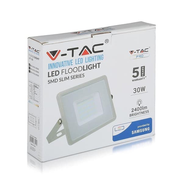 V-TAC 30W SAMSUNG LED-kohdevalo Harmaa VT-30 kylmä 2400lm