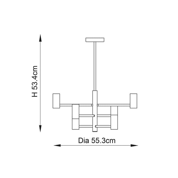 Studio Endon loft sort mat asymmetrisk 6xE27 10W loftlampe
