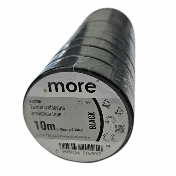 Isoleringstape 15mm x 0.13mm sort 10m 1 stk Ecolight