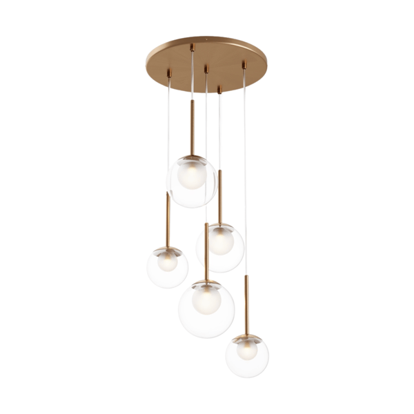 Guld pendellampa 5 glaskulor Basic form 5xG9 20W Maytoni
