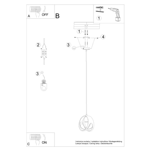 Sort pendel TULOS 1xE27 15W SL.1087 Sollux Lighting