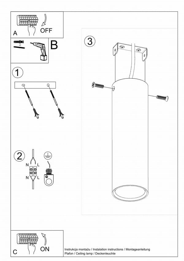 Spotloftlampe LAGOS 20 sort Sollux Lighting model SL.1001