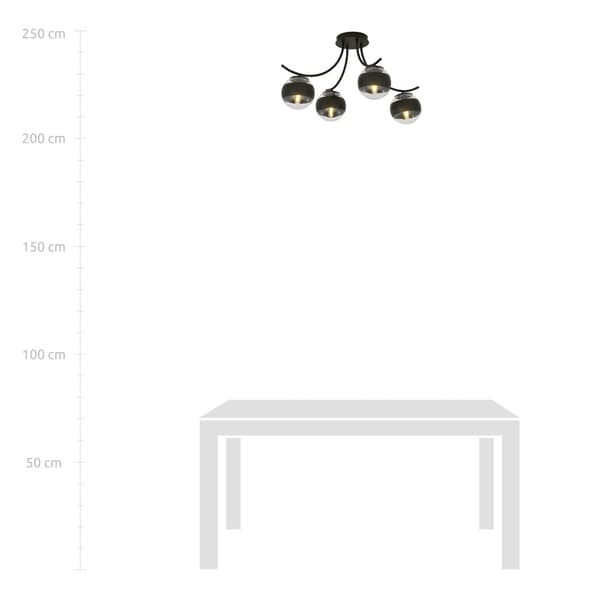 Emibig loftlampe 4xE14 40W BOSTON 4 SORT/STRIBET 1111/4
