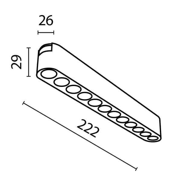 1-faset skinnespot sort lineær afrundet LED 12W 3000K POINTS Maytoni Technical