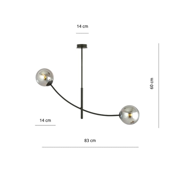 Emibig loftlampe 2xE14 40W HUNTER 2 SORT/GRAFIT 1100/2