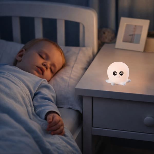 Bärbar barnlampa vit bläckfisk LED 0.05W Lightimals Rabalux