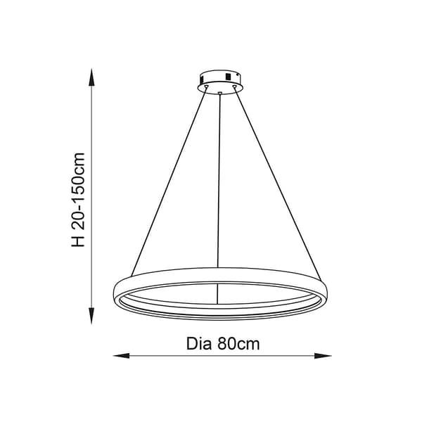 Moderne sort mat rund Ø80cm ring LED 43.5W STATEN Endon pendellampe