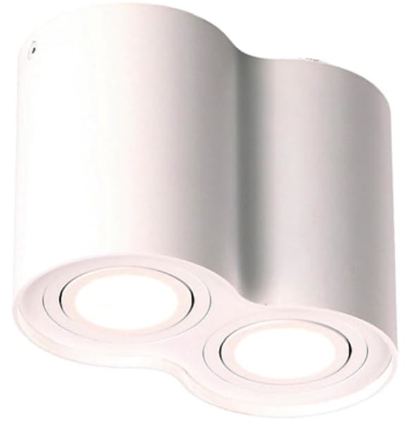 Takspot vit dubbel tub BASIC ROUND 2xGU10 50W C0085 Maxlight