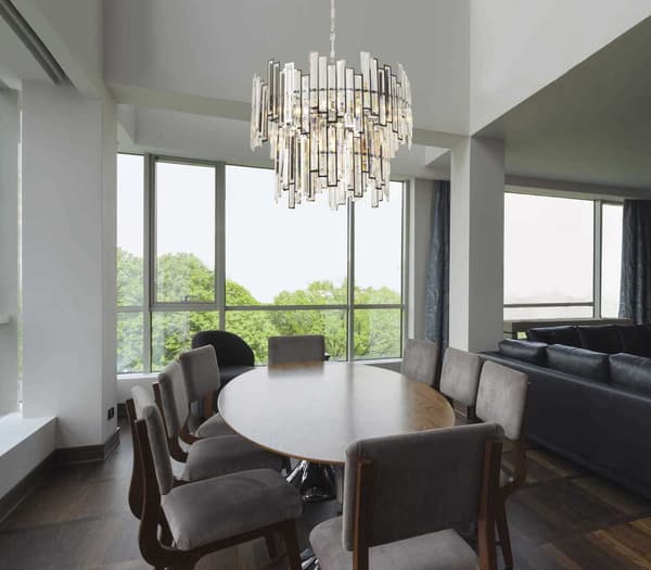 Glamour glas pendellampe på kæde 9xE14 40W NEMO Maxlight