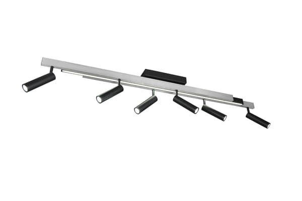 Modern silver-black ceiling lamp extendable sticks spotlights remote LED 51W ZENO Trio