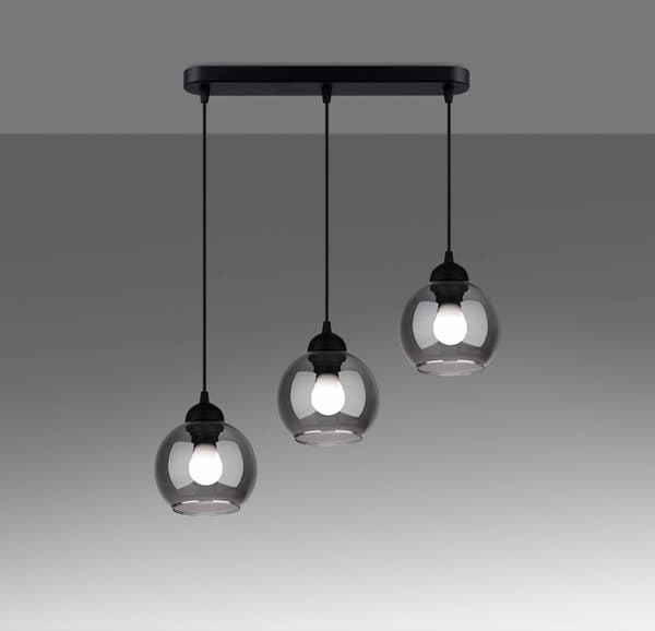 Sollux ALINO lysekrone sort glaskugler E27 SL.1142