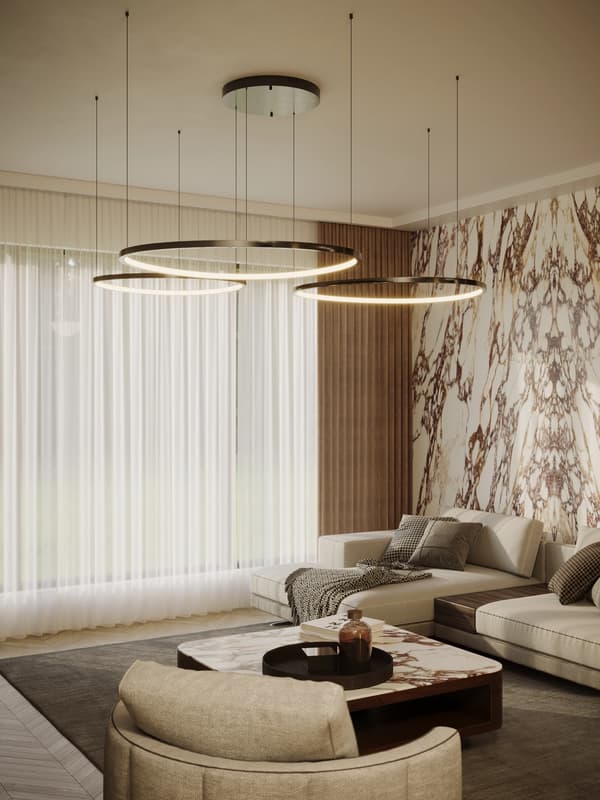 Moderne sort tredobbelt ring LED pendellampe 130W CAYENNE Maxlight