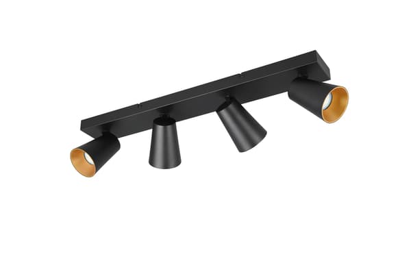 Loftspot minimalistisk sort rektangulær koniske skærme 4xGU10 10W SHARP Trio