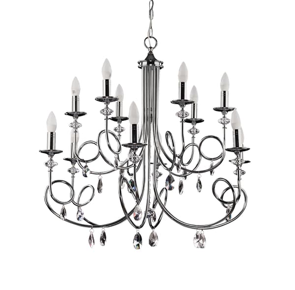 Krystallysekrone stor forkromet 12xE14 11W DAKAR Jupiter