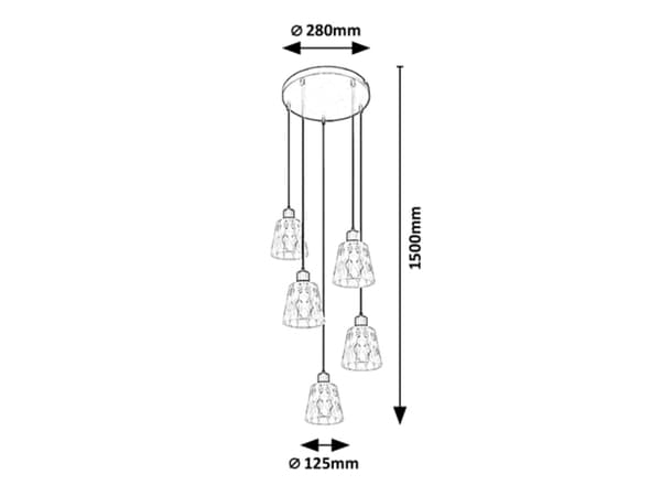 Pendellampe E27 5x40W sort 5334 Jarina Rabalux