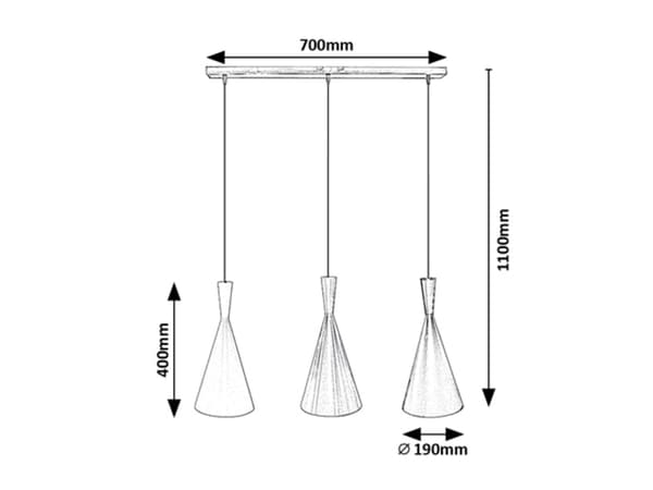 Pendellampe E27 3x40W sort 5312 Trincola Rabalux