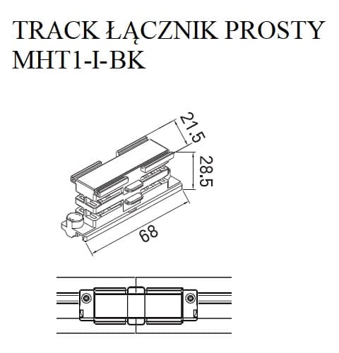 Maxlight 3-faset lige stik, sort