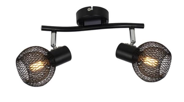 Loftlampe sort dobbelt net skærm Loretto 2xE14 40W REA830702-02 Reality
