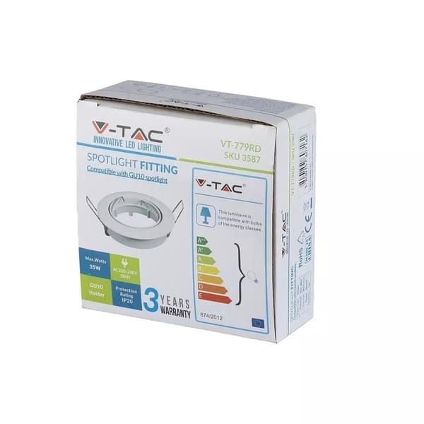 V-TAC GU10 Rund Rörlig Vit Takspotlight VT-779