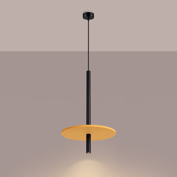Pendellampe moderne sort rør justerbar gul filtskive 1xG9 8W FELTRO Sollux Lighting