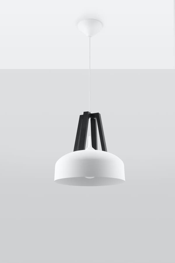 CASCO Pendellampe Hvid/Sort Træ Sollux Lighting SL.0387