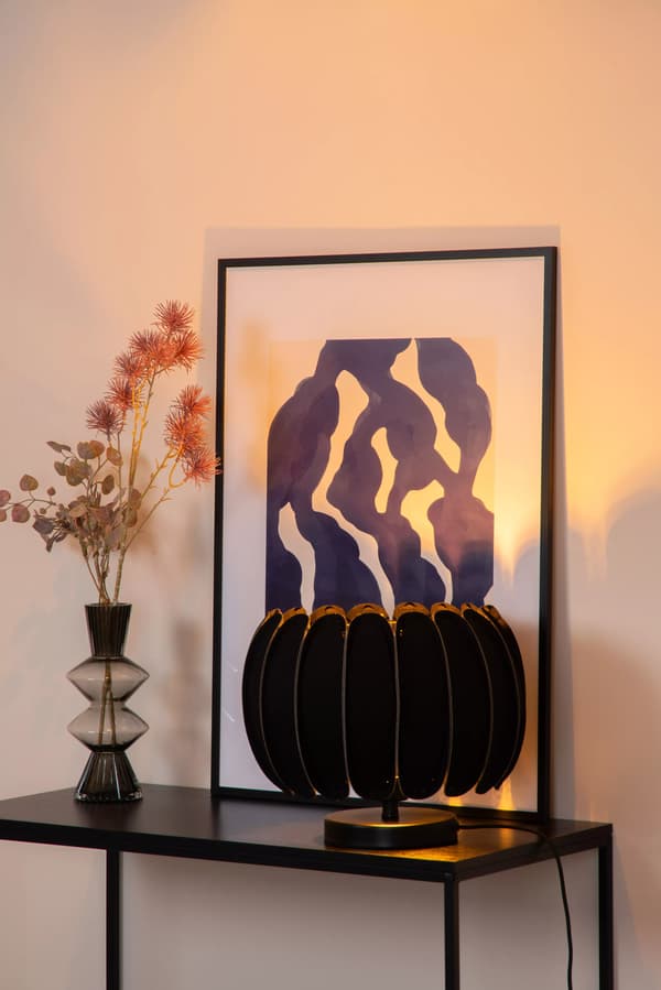 Bordlampe sort moderne blomst E27 Spencer Lucide