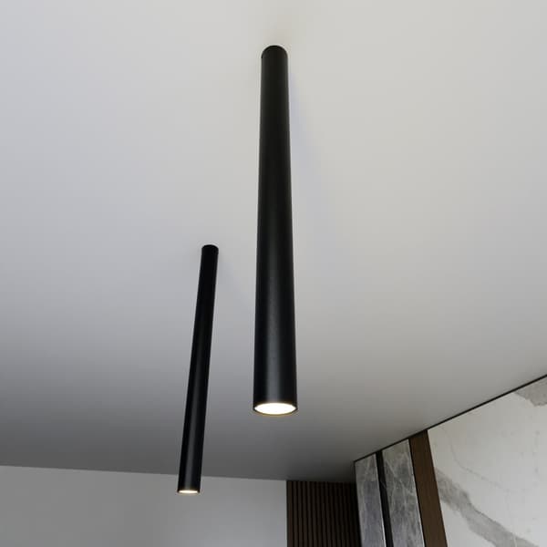 Sort loftspot 80 cm rund 1xGU10 8W TECNO Emibig