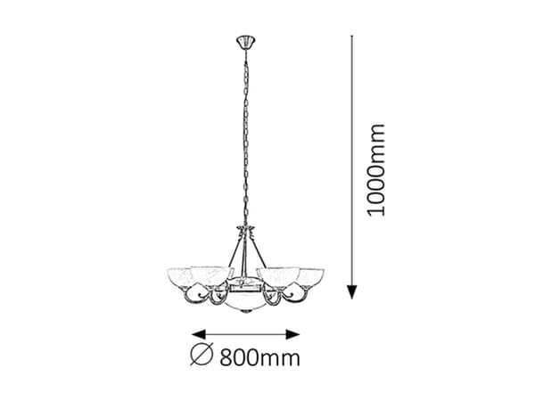 Klassisk lysekrone 80 cm E14 6x40 + E27 2x60W farve bronze 8546 Marlene Rabalux