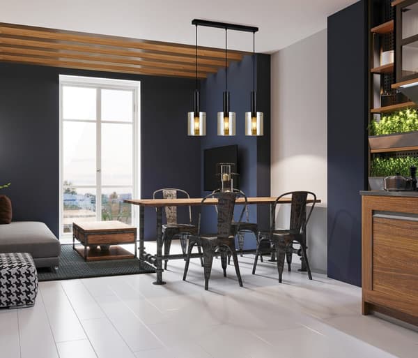 Italux Sardo moderne sort lysekrone PND-5581-3-BK+AMB