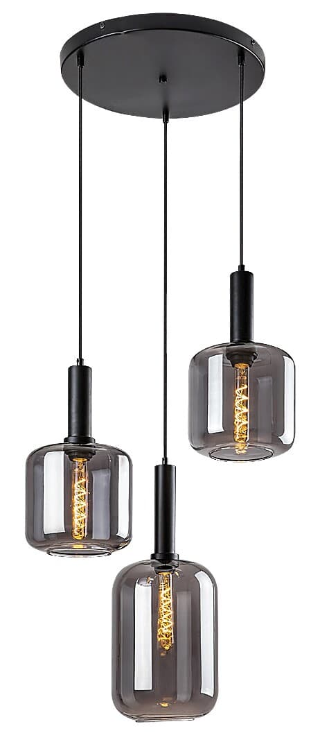 Pendellampe sort glas E27 3x40W mat sort 72103 Lissandra Rabalux